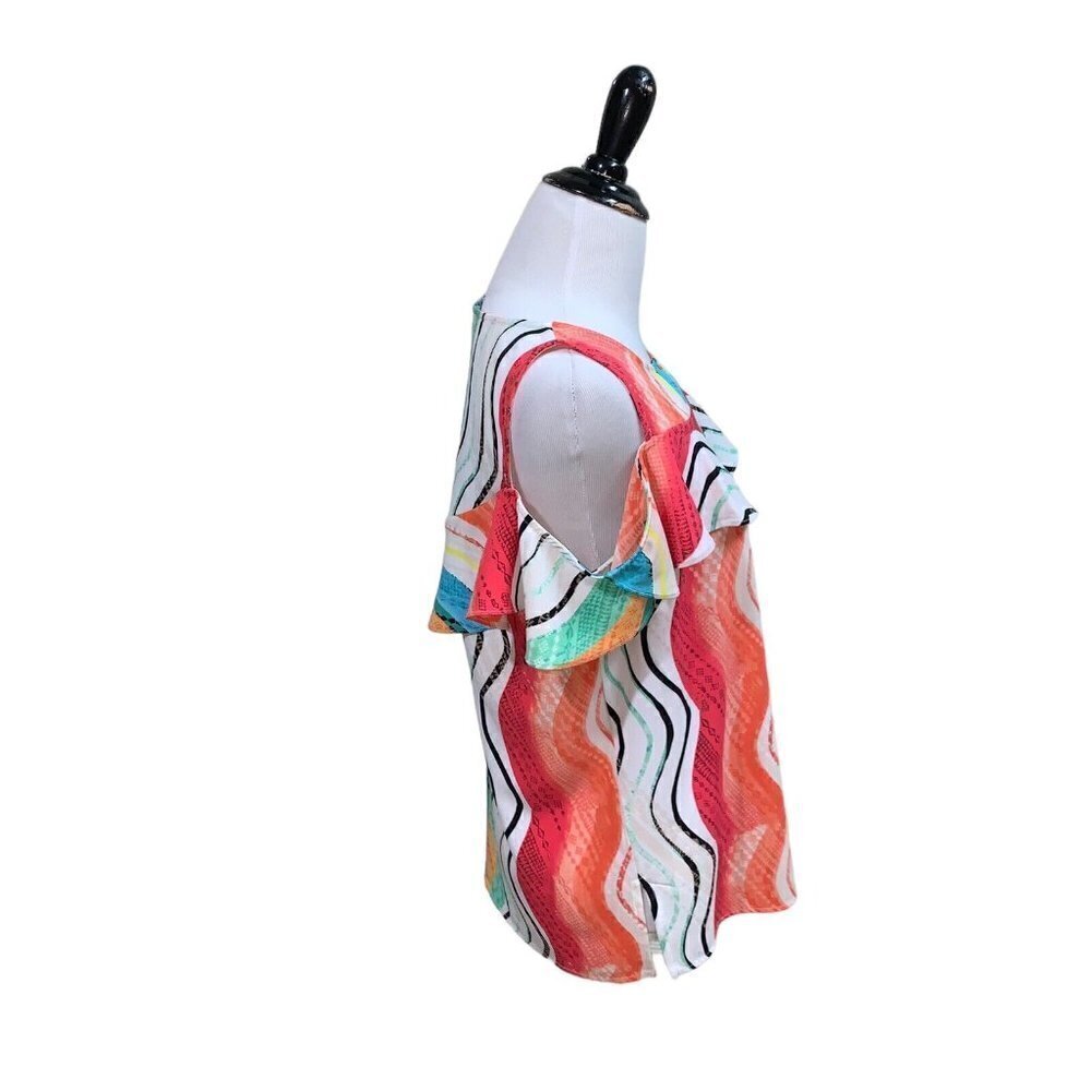 Unbranded Women's Open Shoulder Top S Small Multicolor Polyester - Picture 3 of 4